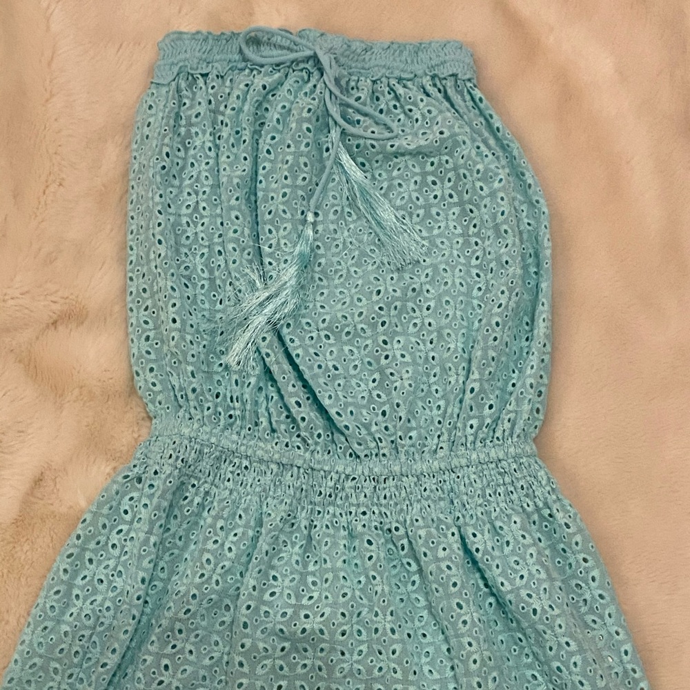 Eyelet Blue Swim Suit Coverup